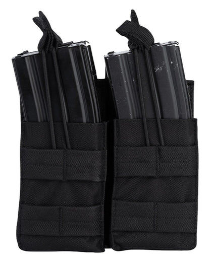 Black Coloured Viper Double Duo Mag Pouch on white background #colour_black