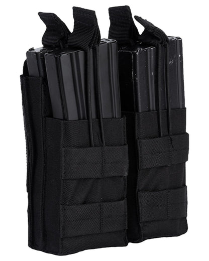 Black Coloured Viper Double Duo Mag Pouch on white background #colour_black