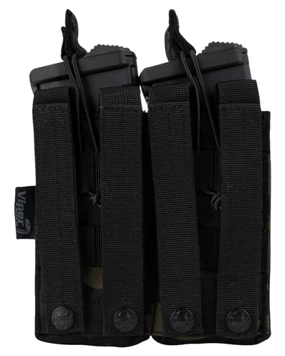 Green Coloured Viper Double Duo Mag Pouch on white background #colour_green