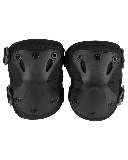 Black Coloured Viper Hard Shell Knee Pads on white background #colour_black
