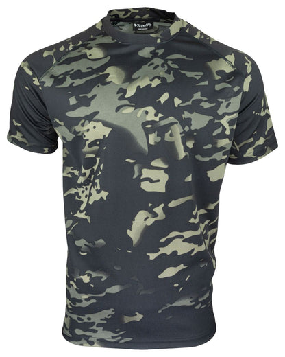 VCAM Black Coloured Viper Mesh-Tech T-Shirt on white background #colour_vcam-black