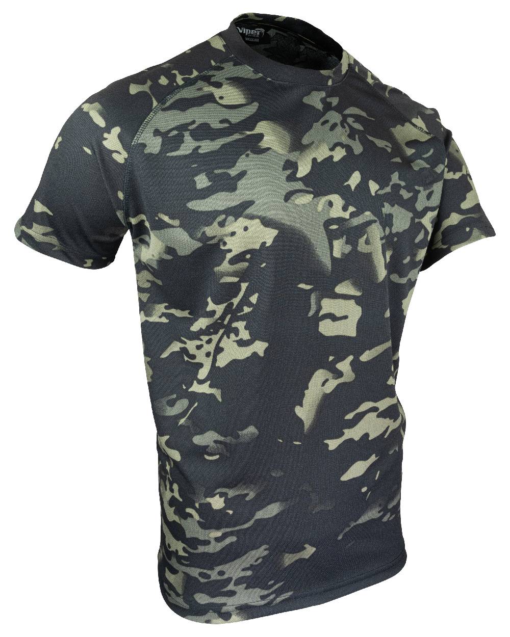 VCAM Black Coloured Viper Mesh-Tech T-Shirt on white background #colour_vcam-black