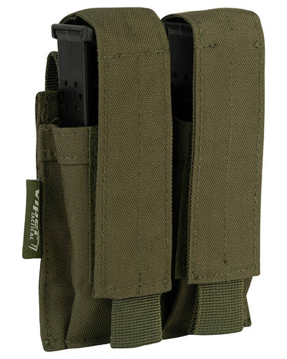 Green Coloured Viper Modular Double Pistol Mag Pouch on white background #colour_green