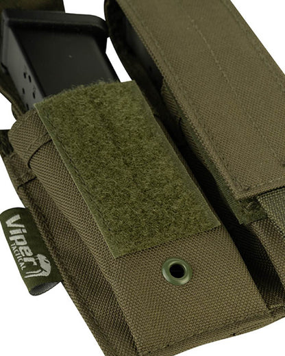 Green Coloured Viper Modular Double Pistol Mag Pouch on white background #colour_green
