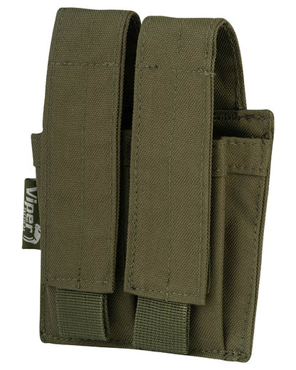 Green Coloured Viper Modular Double Pistol Mag Pouch on white background #colour_green