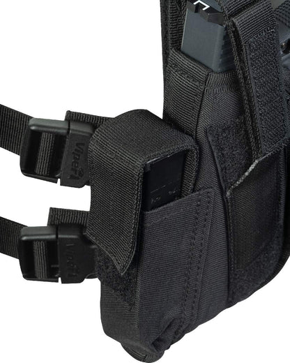 Black Coloured Viper Tactical Leg Holster Left Handed on white background #colour_black