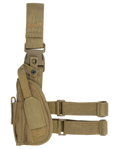 Coyote Coloured Viper Tactical Leg Holster Left Handed on white background #colour_coyote