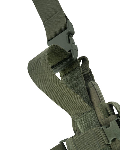 Green Coloured Viper Tactical Leg Holster Left Handed on white background #colour_green
