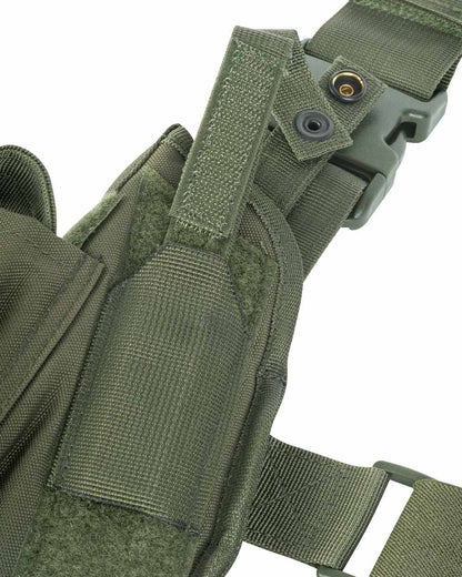 Green Coloured Viper Tactical Leg Holster Left Handed on white background #colour_green