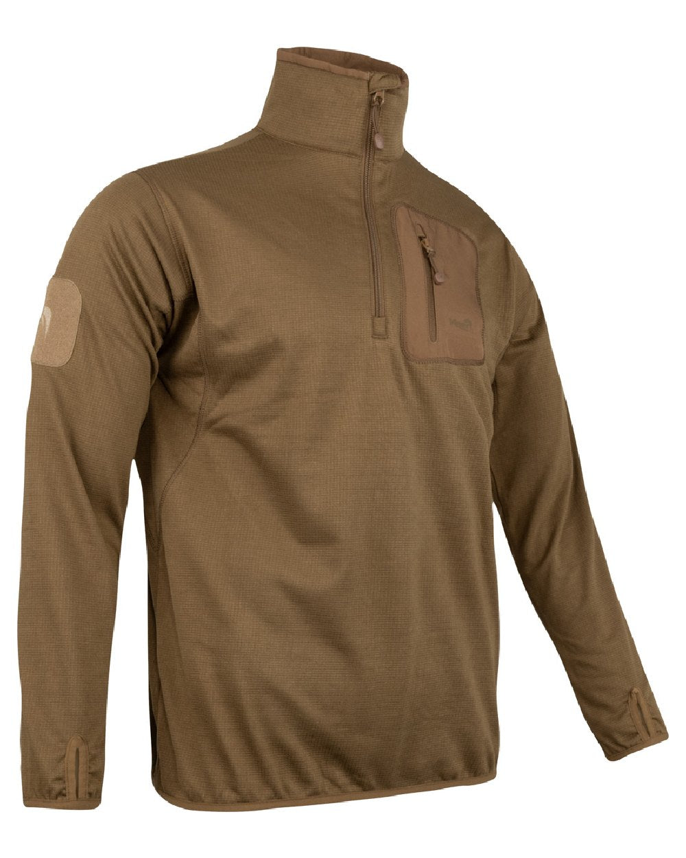 Coyote Coloured Viper Technical Mid Layer Fleece Top on white background #colour_coyote