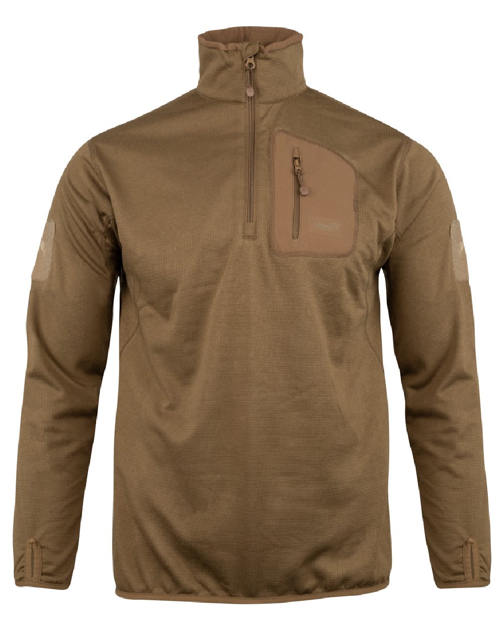 Coyote Coloured Viper Technical Mid Layer Fleece Top on white background #colour_coyote