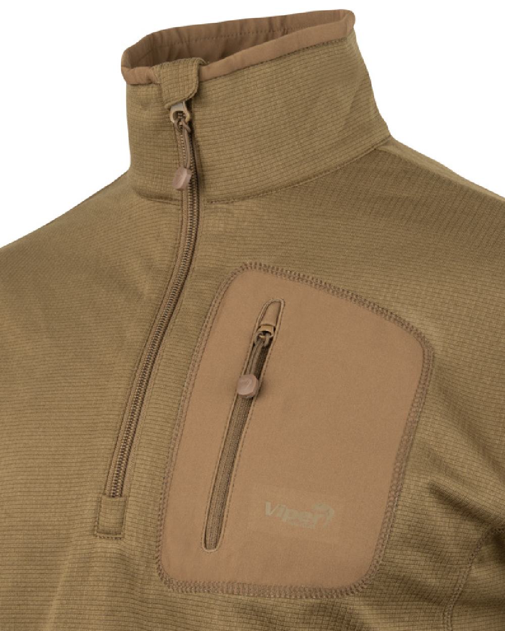 Coyote Coloured Viper Technical Mid Layer Fleece Top on white background #colour_coyote