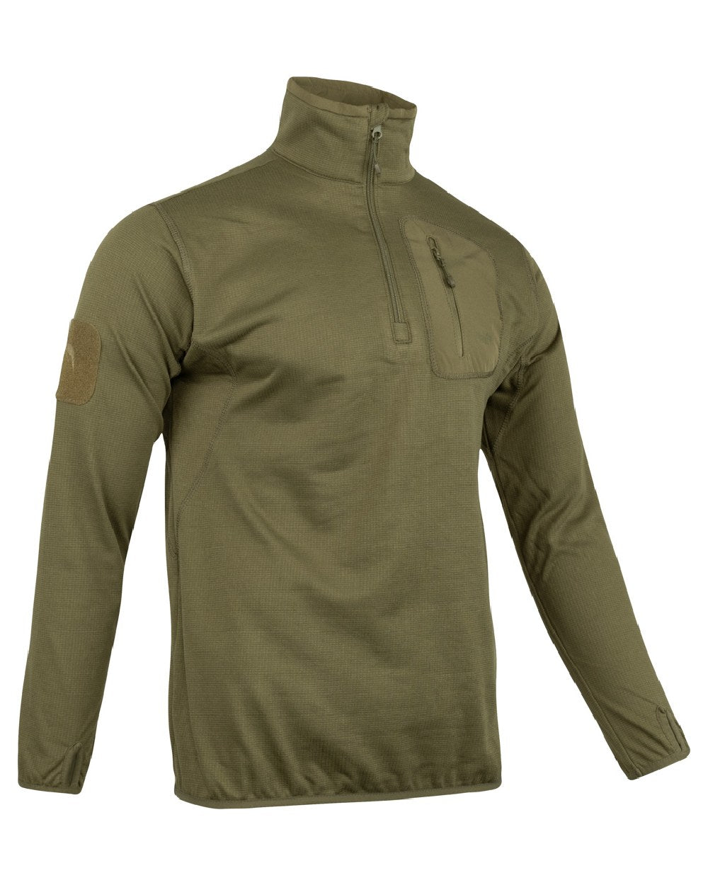 Green Coloured Viper Technical Mid Layer Fleece Top on white background #colour_green