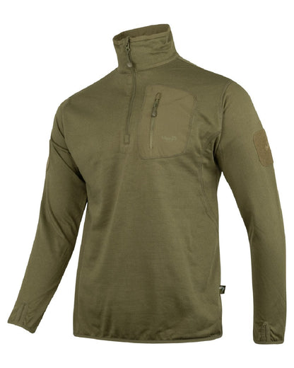 Green Coloured Viper Technical Mid Layer Fleece Top on white background #colour_green