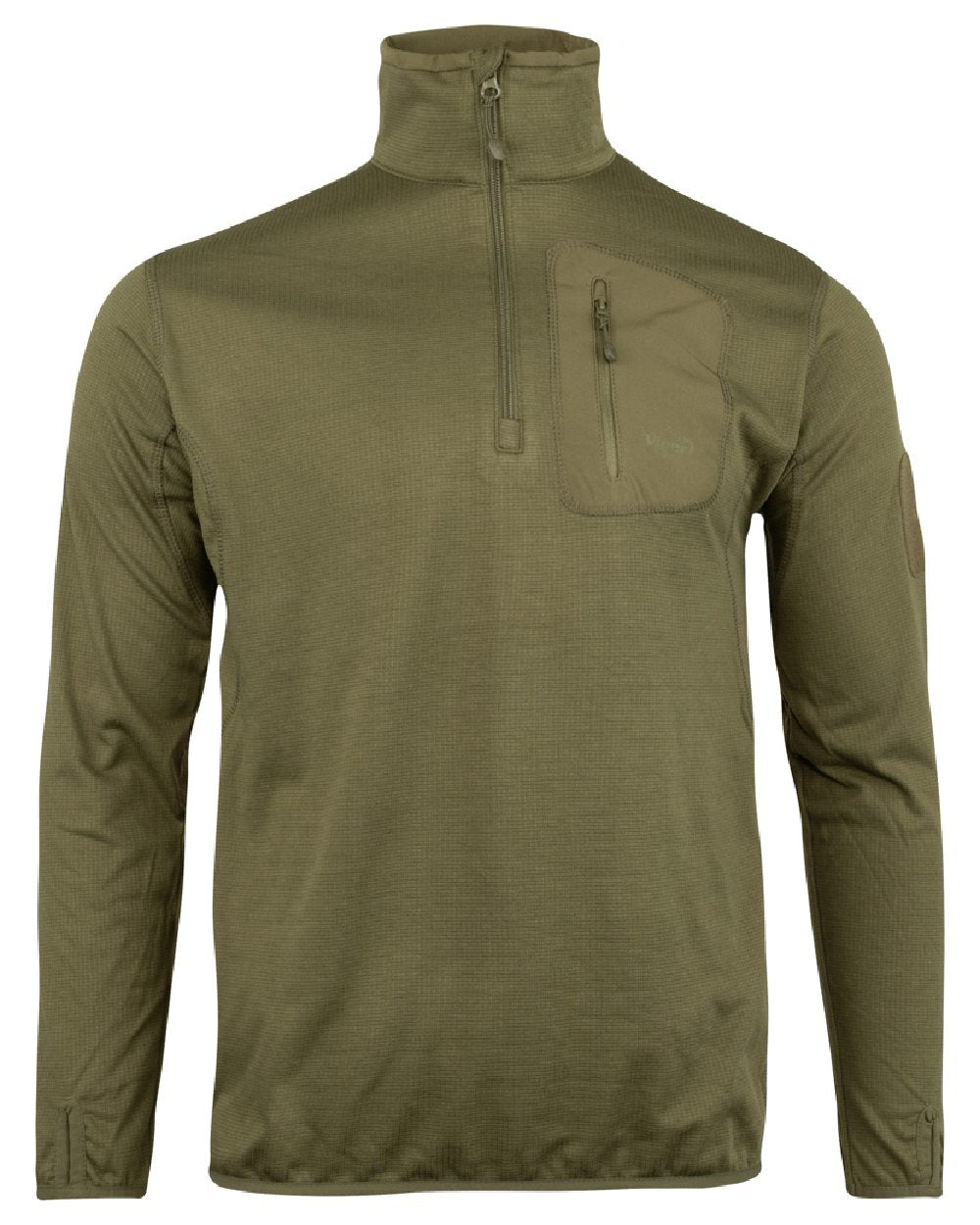 Green Coloured Viper Technical Mid Layer Fleece Top on white background #colour_green