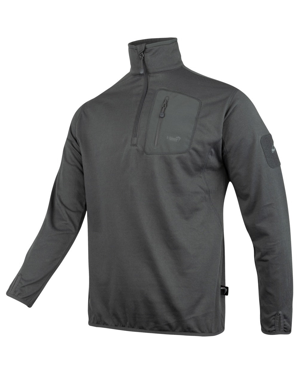 Titanium Coloured Viper Technical Mid Layer Fleece Top on white background #colour_titanium