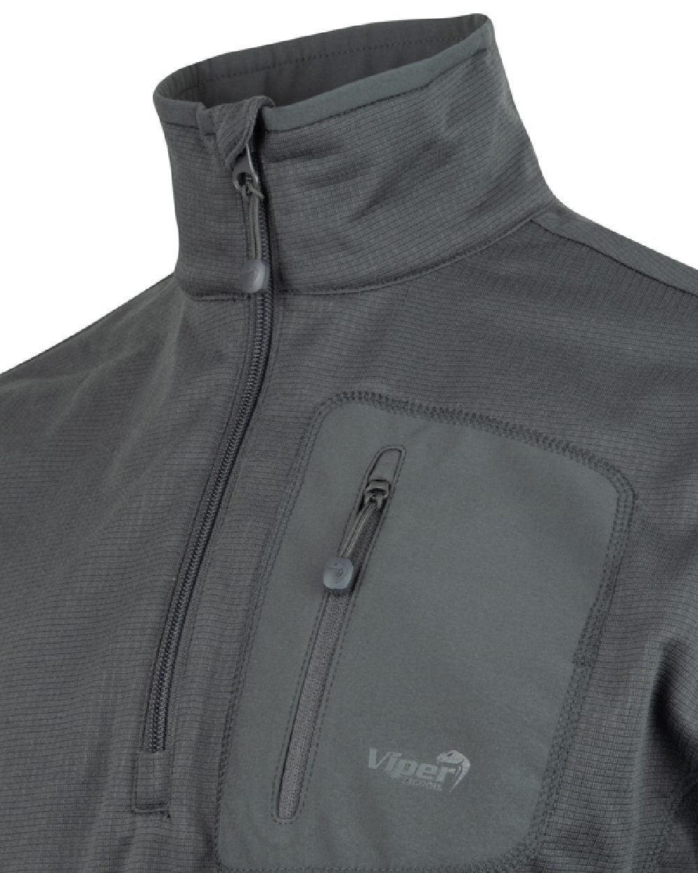Titanium Coloured Viper Technical Mid Layer Fleece Top on white background #colour_titanium