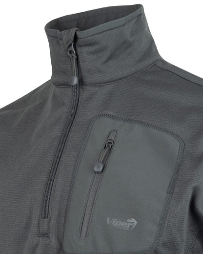 Titanium Coloured Viper Technical Mid Layer Fleece Top on white background #colour_titanium