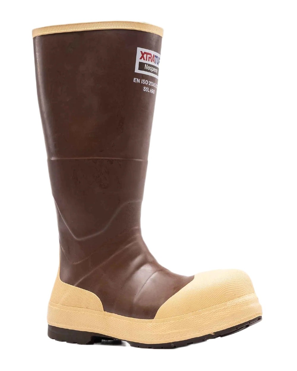 Brown Tan Coloured Xtratuf Legacy NXT Steel Toe Fishing Boots on white background #colour_brown-tan
