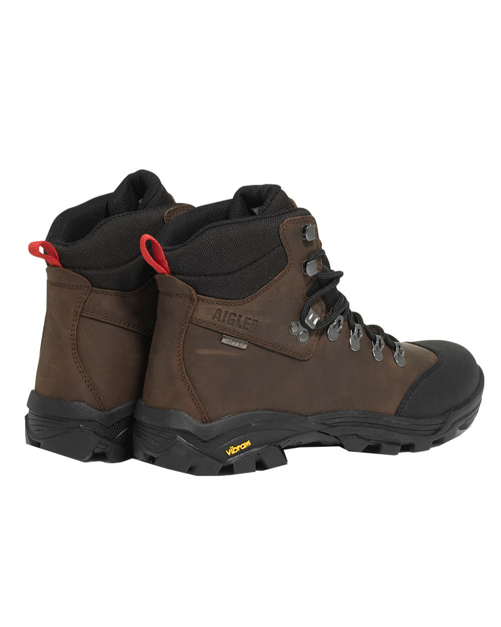 Brown Coloured Aigle Laforse Vibram Sole Boots On A White Background #colour_brown