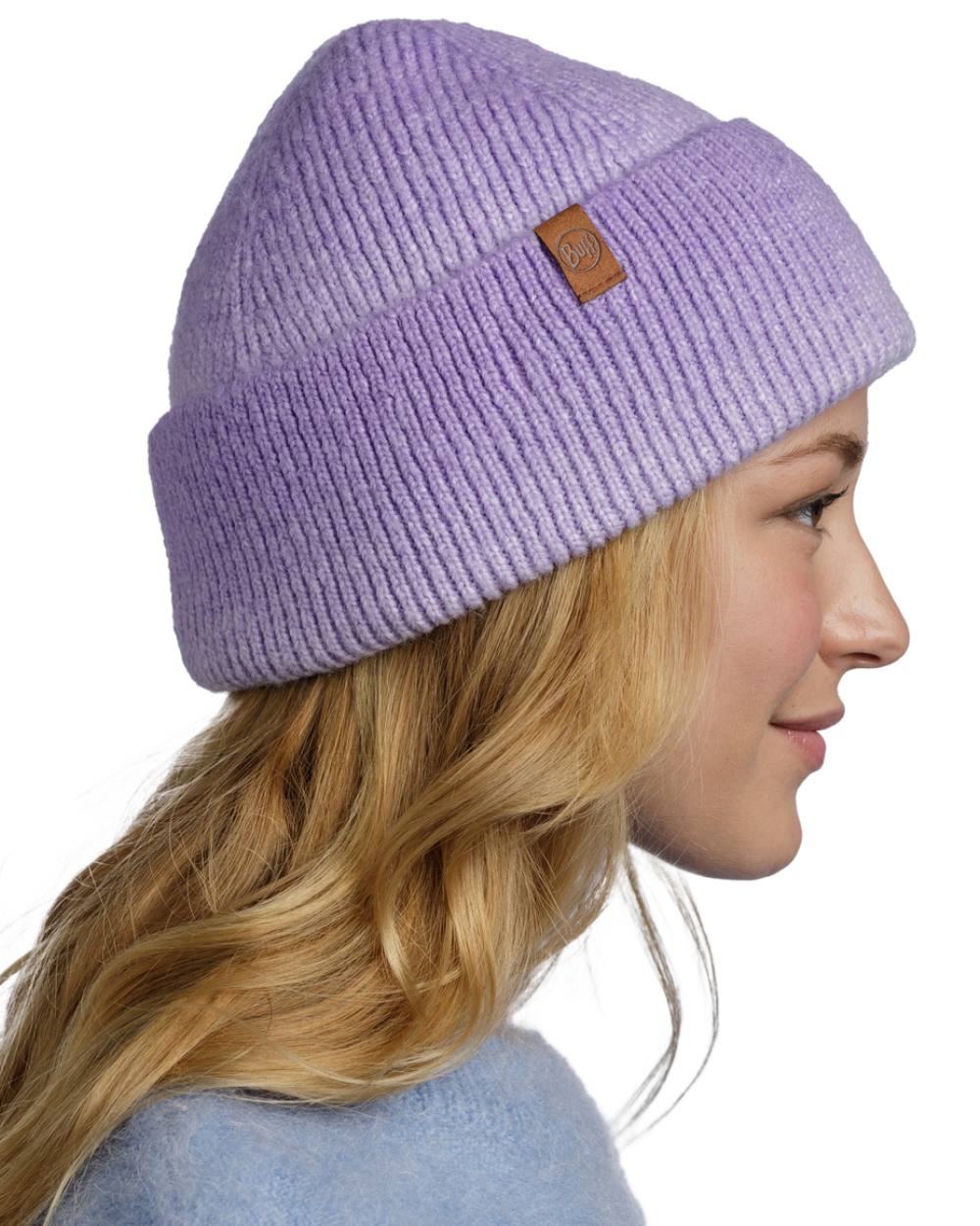 Lavender Coloured Buff Knitted Marin Beanie on white background #colour_lavender