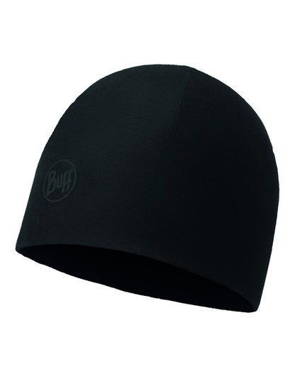 Solid Black Coloured Buff EcoStretch Polar Beanie on white background #colour_solid-black