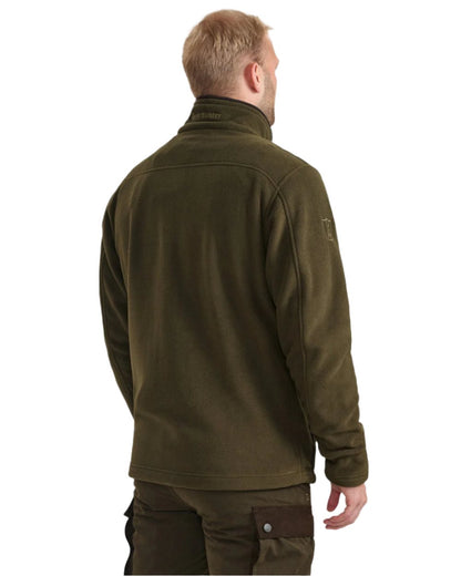 Tarmac Green Coloured Deerhunter Eagle Fleece Jacket On A White Background #colour_tarmac-green
