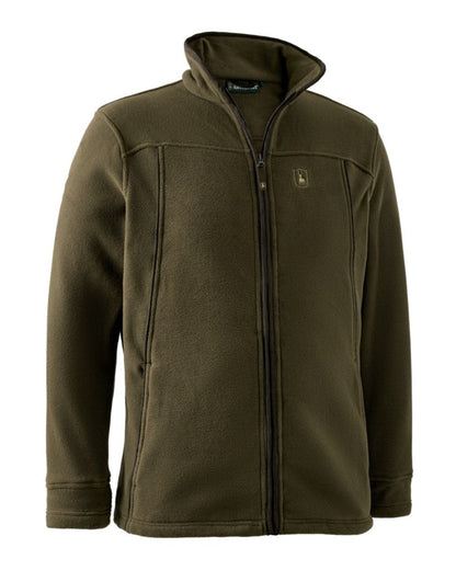 Tarmac Green Coloured Deerhunter Eagle Fleece Jacket On A White Background #colour_tarmac-green