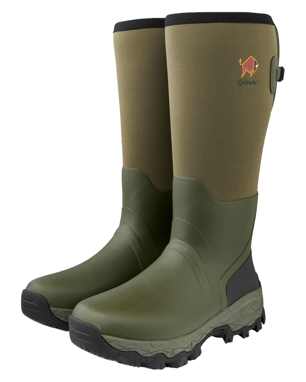 Khaki coloured Gateway1 Woodwalker 18" 4mm Wellingtons on White background #colour_khaki