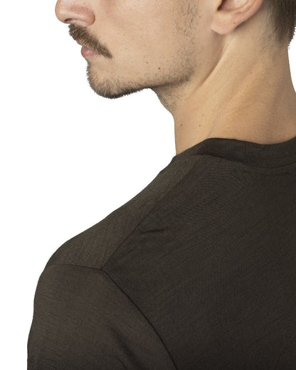 Shadow Brown Coloured Harkila Base All Season Long Sleeve T-Shirt On A White Background #colour_shadow-brown