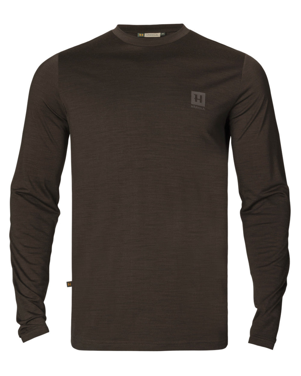 Shadow Brown Coloured Harkila Base All Season Long Sleeve T-Shirt On A White Background #colour_shadow-brown