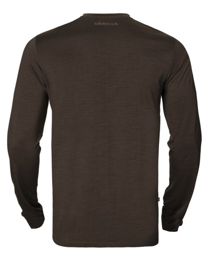Shadow Brown Coloured Harkila Base All Season Long Sleeve T-Shirt On A White Background #colour_shadow-brown