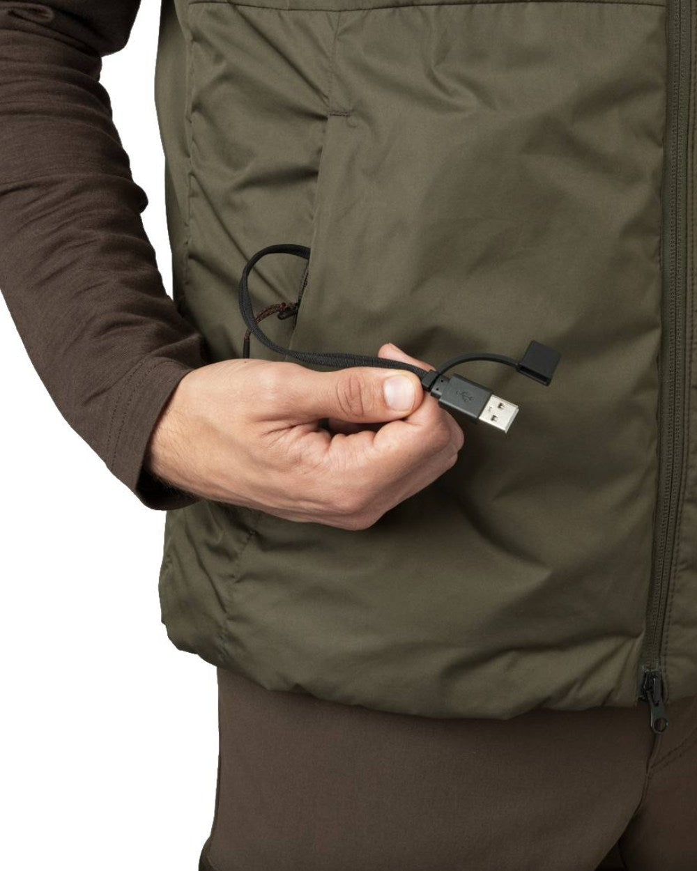Willow Green Coloured Harkila Clim8 Base Waistcoat on white background #colour_willow-green
