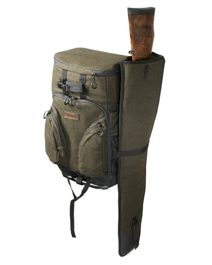 Hunting Green Coloured Harkila Metso Rucksack Chair Backpack on white background #colour_hunting-green