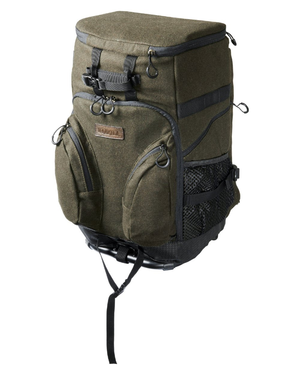 Hunting Green Coloured Harkila Metso Rucksack Chair Backpack on white background #colour_hunting-green