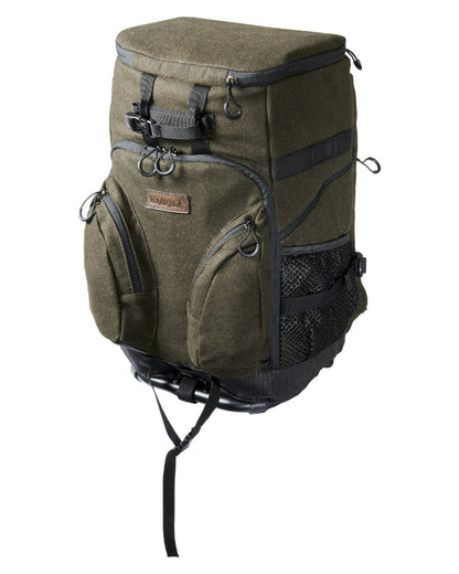 Hunting Green Coloured Harkila Metso Rucksack Chair Backpack on white background #colour_hunting-green