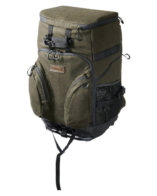 Hunting Green Coloured Harkila Metso Rucksack Chair Backpack on white background #colour_hunting-green