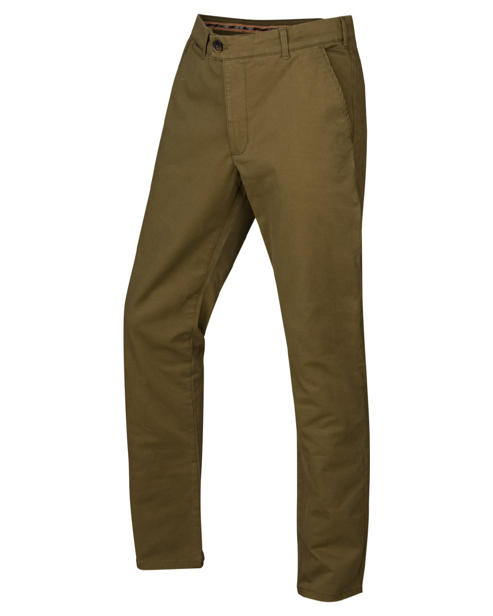 Olive Coloured Harkila Norberg Chinos on white background #colour_olive