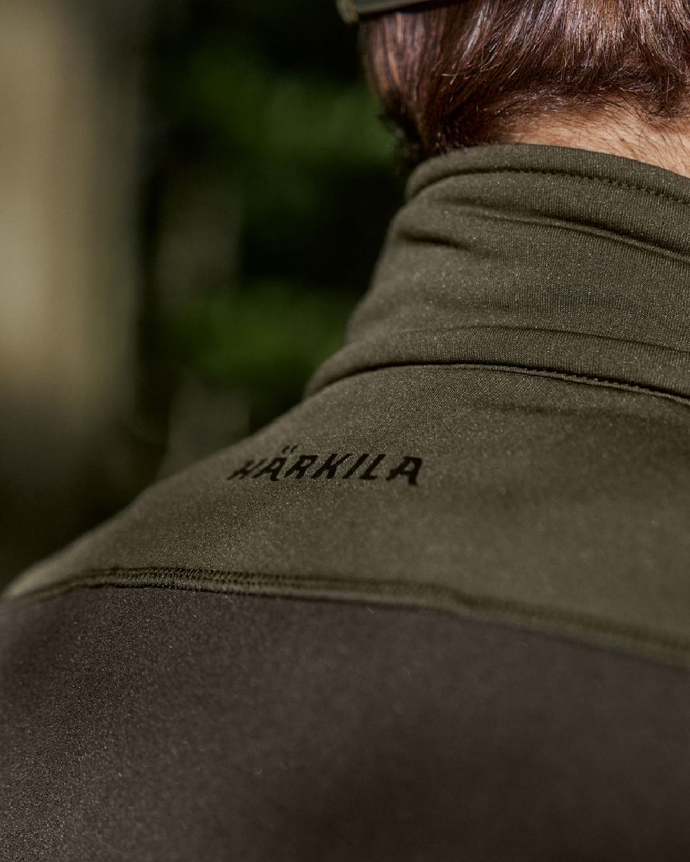 Shadow Brown Forest Night Coloured Harkila Olaf Fleece Jacket on outdoor background #colour_shadow-brown-forest-night