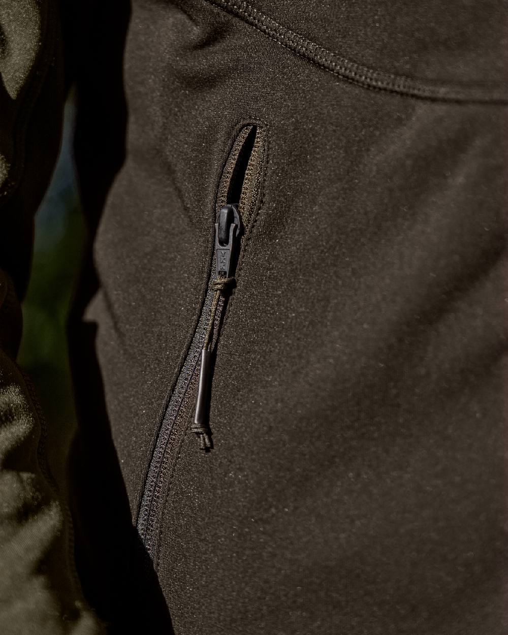 Shadow Brown Forest Night Coloured Harkila Olaf Fleece Jacket on outdoor background #colour_shadow-brown-forest-night