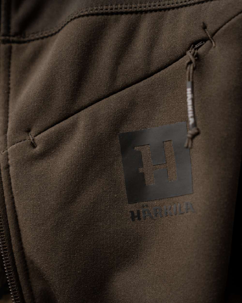 Willow Green Shadow Grey Coloured Harkila Olaf Fleece Jacket on outdoor background #colour_willow-green-shadow-grey