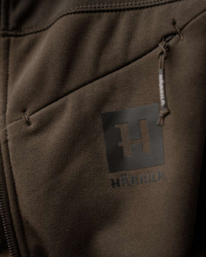 Willow Green Shadow Grey Coloured Harkila Olaf Fleece Jacket on outdoor background #colour_willow-green-shadow-grey