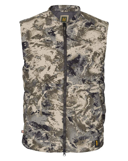 AXIS Mountain Coloured Harkila Camo HSP Insulated Waistcoat on white background #colour_axis-mountain