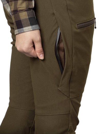 Willow Green Coloured Harkila Womens Pro Hunter GTX Trousers on white background #colour_willow-green