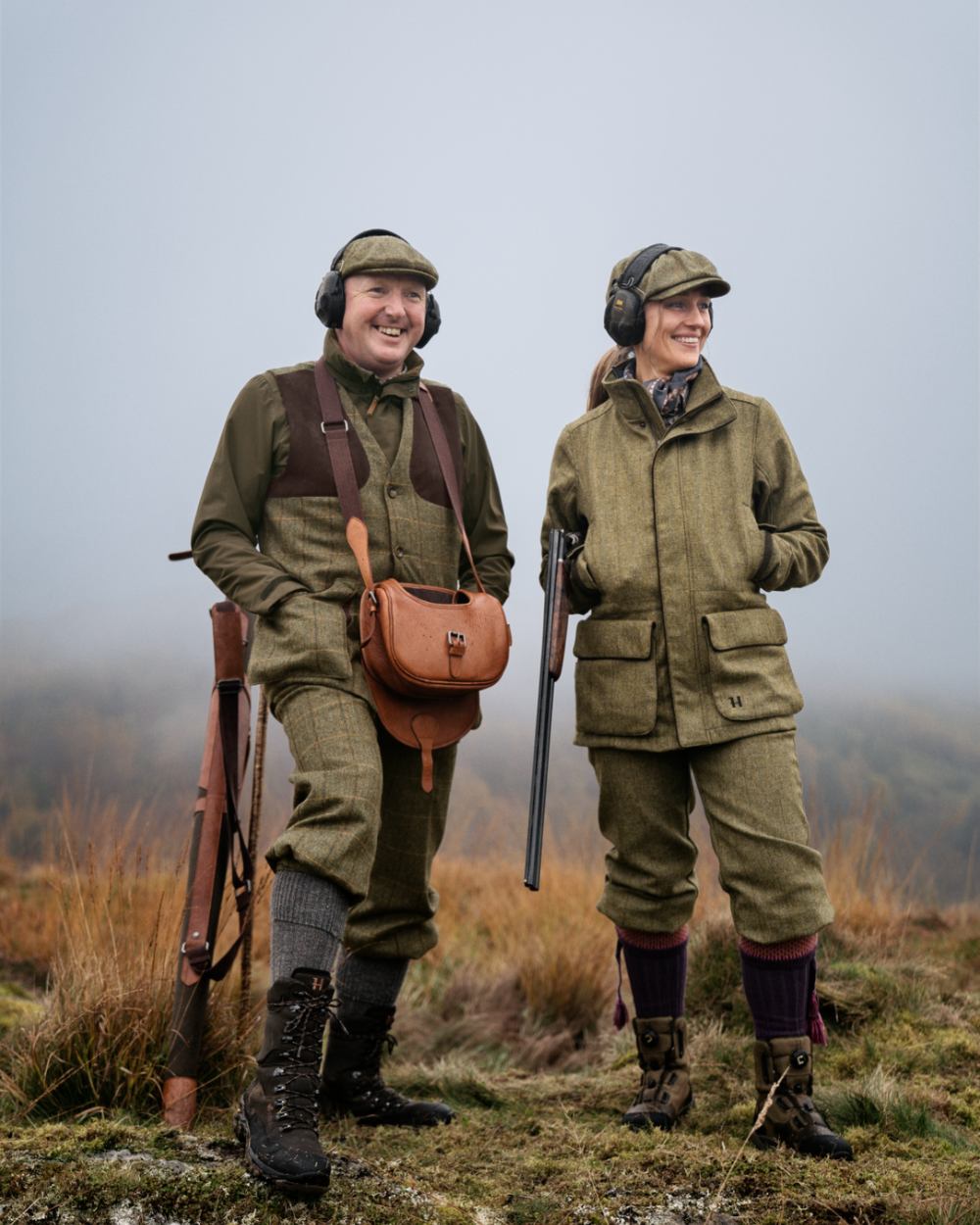 Olive Coloured Harkila Womens Jura GTX Knee Length Trousers on outdoor background #colour_olive