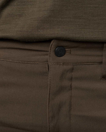Slate Brown Willow Green Coloured Harkila Womens Runa Pants on white background #colour_slate-brown-willow-green
