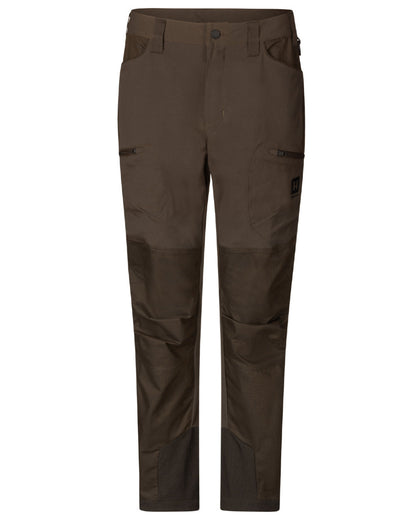 Slate Brown Willow Green Coloured Harkila Womens Runa Pants on white background #colour_slate-brown-willow-green