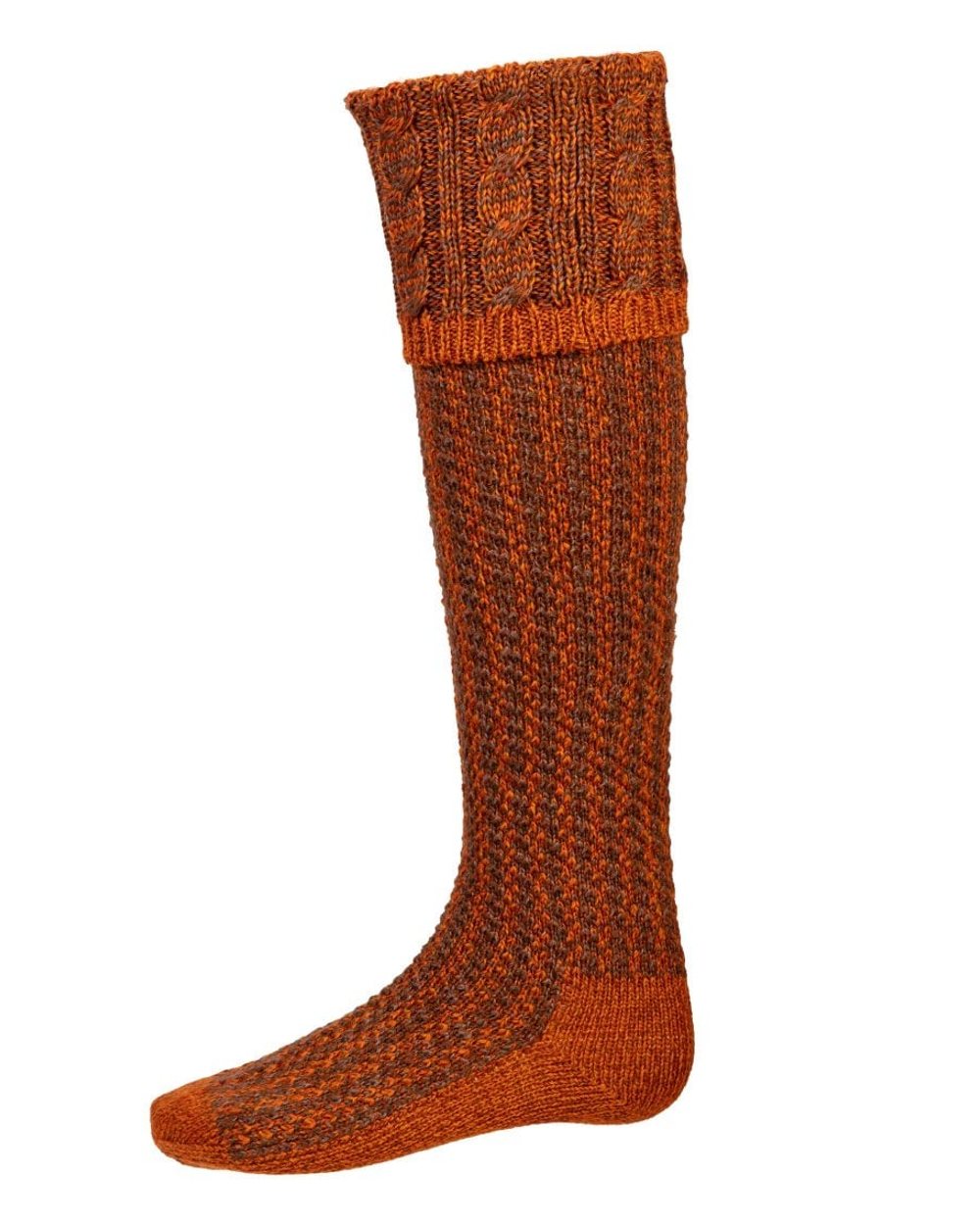 Honeysuckle coloured House of Cheviot Reiver Socks on white background #colour_honeysuckle