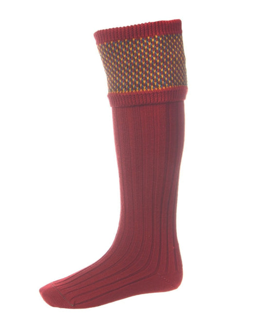 Brick Red coloured House of Cheviot Tayside Socks on white background #colour_brick-red