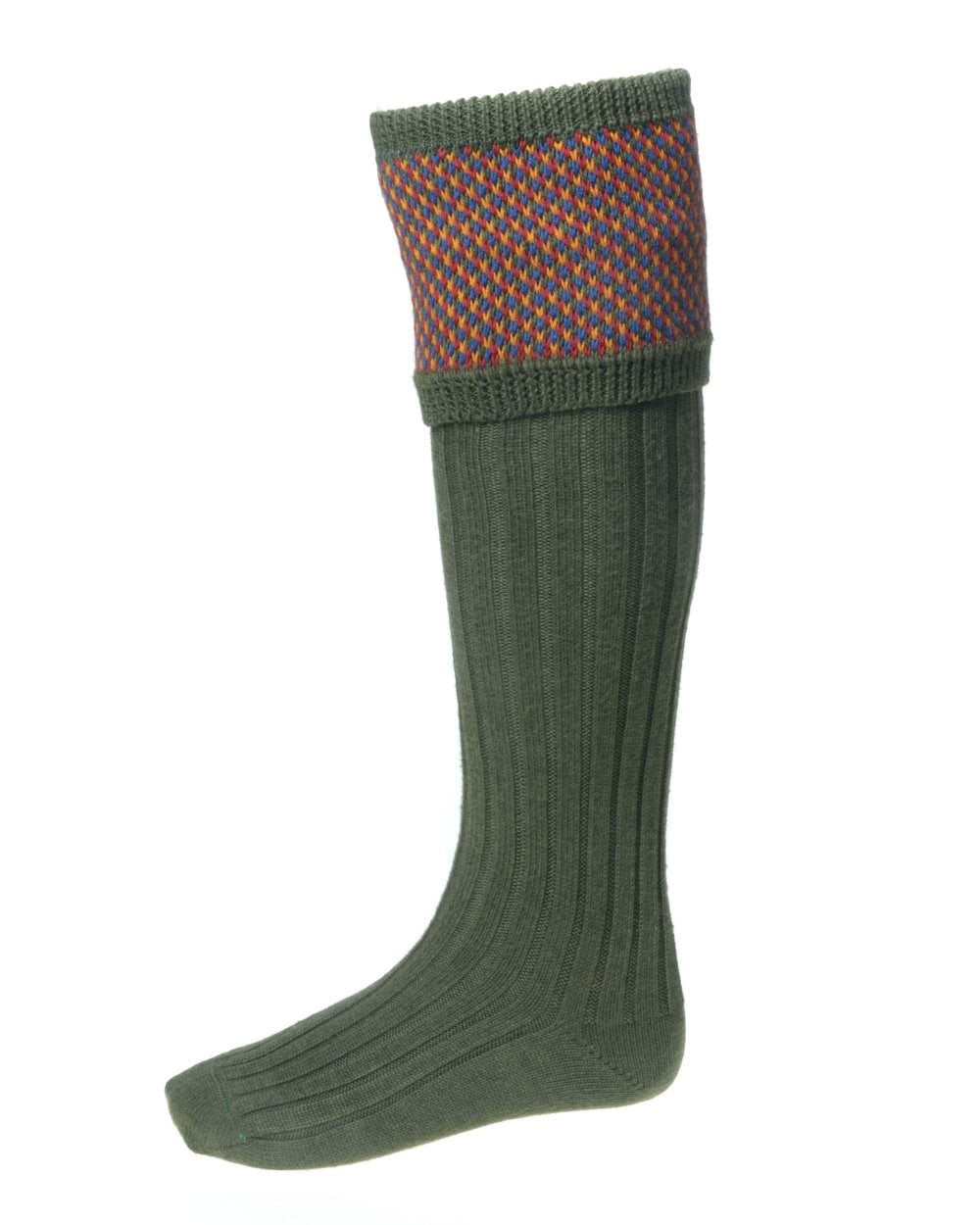 Spruce coloured House of Cheviot Tayside Socks on white background #colour_spruce